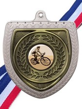 Cycle Racing Award 87mm Silver Cobra Medal & Ribbon (A) Engraved Free