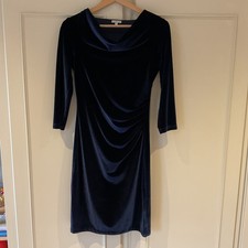 Beautiful Deep Blue Kettlewell Cowl Neck Velvet Knee Length Sheath Dress Small