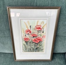 Original Watercolour Painting Framed - Cornfield Poppies By Artist Jill Collier