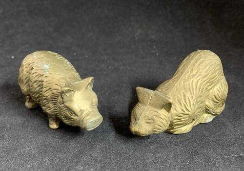 Vintage brass standing pig - vintage,