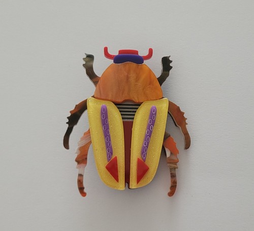 Acrylic beetle brooch - acrylic,