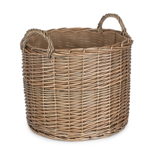 Log basket 36cm round handled - basket:,