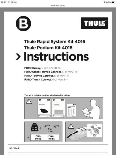 Thule fitting kit 4016 - fitting,