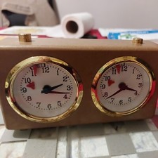 Chess Clock See Through Back 5 Minute  Analogue Brown Plastic  Gold Brass Finish