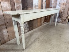 Antique Mid Victorian Painted Grey Oak Hall Window Stool Bench, c.1850