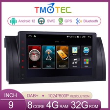 9'' DAB+ CarPlay Radio Android 12 Car Stereo Sat Nav WIFI DSP For BMW E39 E53 X5