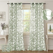 Pair Leaf Voile Panel Curtain