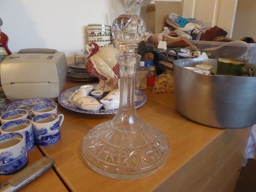 Large glass ships decanter