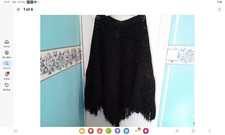 Hand crochet black sparkle large poncho