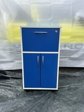 Ocura White and Blue Single drawer Bedside Cabinet/Cupboard with Wheels and Keys