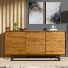 140cm Loft Retro Industrial Sideboard I Modern Vintage Oak TV Unit Cabinet Stand