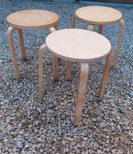 3x IKEA Birch Bent Plywood FROSTA Stackable Stool/Table/Plant Stand