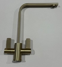 Liquida EB404BR Flat Style Dual Lever Brushed Brass Kitchen Mixer Tap - GRADED