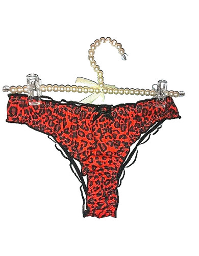 Women red leopard print thong - leopard,
