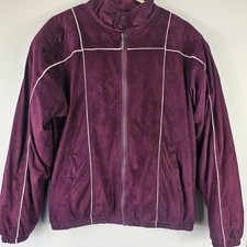 FILA White Line Retro Vintage Terrinda Faux Suede Track Jacket Red Size M RARE!