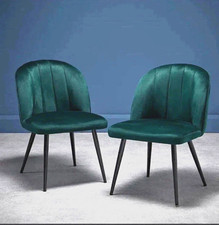 Pair of Orla chair Bedroom Lounge Dining Occasional chairs Green GRADED