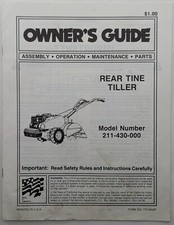 Original MTD Yard Machines Owners Guide For Rear Tine Tiller, Model 211-430-000