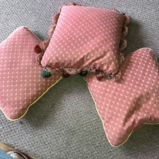 3 X Custom Made Cushion Covers Plus Feather Pads terracotta and gold pattern Zip