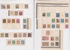 France Mixed Earlier Used Stamps stuck to Old Album Pieces. Inc 50c Postage Due.