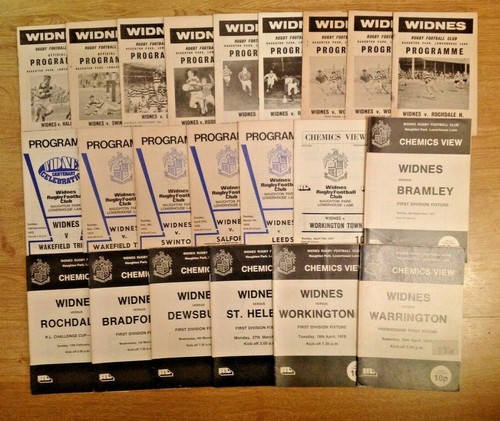 Widnes rugby league programmes - league,