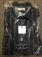 Laine Taylor Pure Cotton Striped Shirt/Navy - 15” WAS £45.00 (Unopened)
