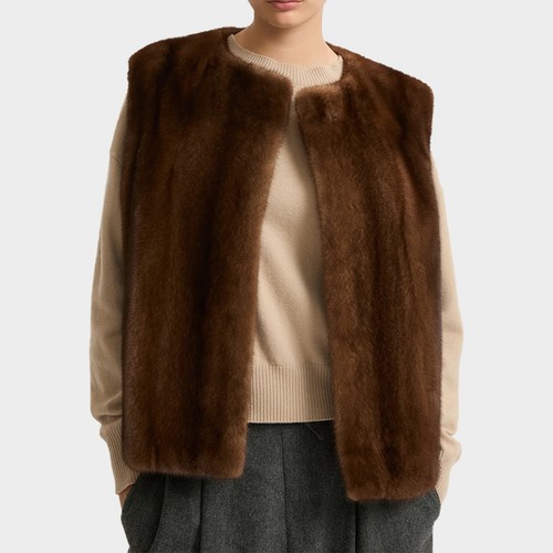 Brown mink fur vest for - fur, women