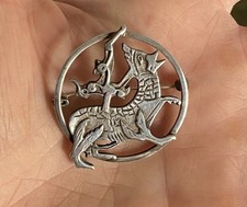 Vintage Ortak "Maeshowe Dragon" Silver Brooch Malcolm Gray