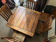 4-6 Seater Extending Solid Indian Hardwood Dinning Table & 6 Chairs