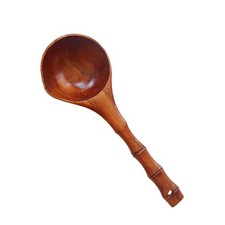  Creative Wooden Soup Spoon Large Mouth Scoop Non-slip Handle Water Ladle