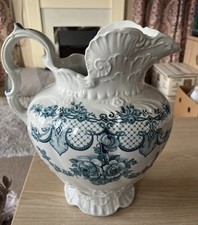 Antique Teal Blue White