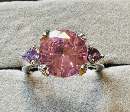 Pink topaz ring 12mm - pink,