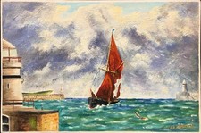 20th Century British School Oil On Board Seascape Painting. Signed