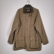 Game Hunting Jacket XL Green Tweed Check Wool Technical Apparel Country Pockets