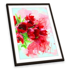 Grunge Tulips Flowers Red FRAMED ART PRINT Picture Portrait Artwork