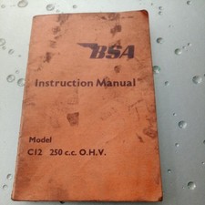 BSA C12 250cc OHV ORIGINAL 1961 OWNERS INSTRUCTION & MAINTENANCE HANDBOOK