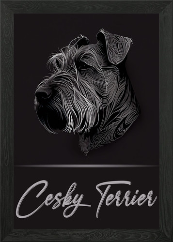 Cesky terrier framed wall - terrier, art