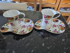 The Leonardo Collection Mugs And Saucer/plates X 2, Country Rose Pattern