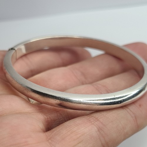 Sterling silver plain hinged - sterling,