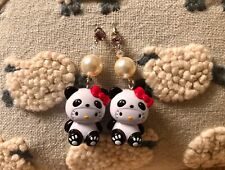 HELLO KITTY Panda Mascot Swarovski Earrings Sanrio 1999 Charm TARINA TARANTINO
