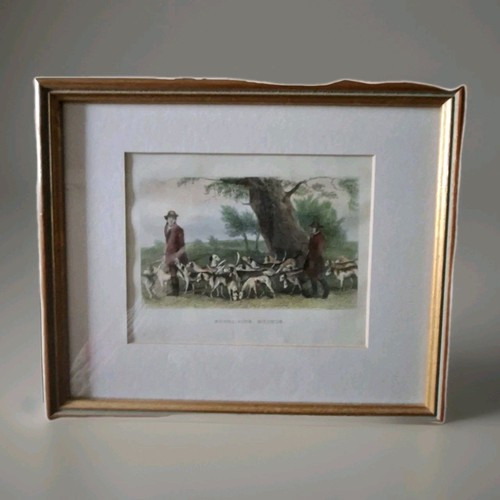 Antique small coloured etching - small,