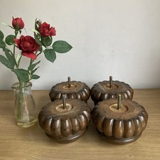 Beautiful Vintage Wooden Bun Feet X 4 From Our Italian Leather Armchair