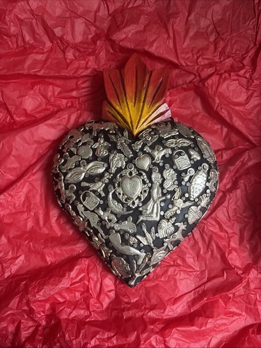 Mexican wooden milagros heart - mexican,