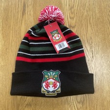 Wrexham AFC Football Embroidered Black Striped Bobble Hat - Adult One Size