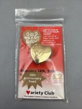 THE VARIETY CLUB 2000  GOLD HEART PIN BADGE CHARITY COLLECTABLE Unopened