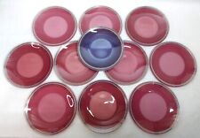 Rosenthal Checker Rims Glass Plates Eleven With 10 Cranberry Red 1 Blueberry