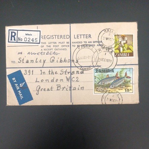Zambia 1972 airmail cover - 1972, to