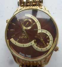 AUGUST STEINER - DUAL TIME WATCH - AS8141BR - QUARTZ WRISTWATCH - USED / WORKING
