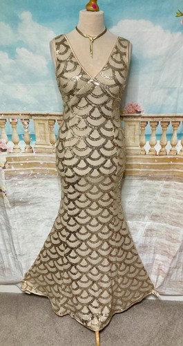 Gold sequin evening maxi - gold,
