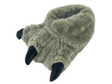 Boys Monster Feet 3D Plush Faux Fur Novelty Slippers - Grey