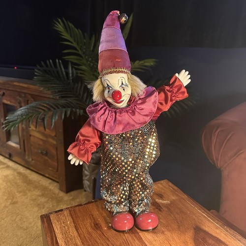 Vintage porcelain clown doll - vintage,